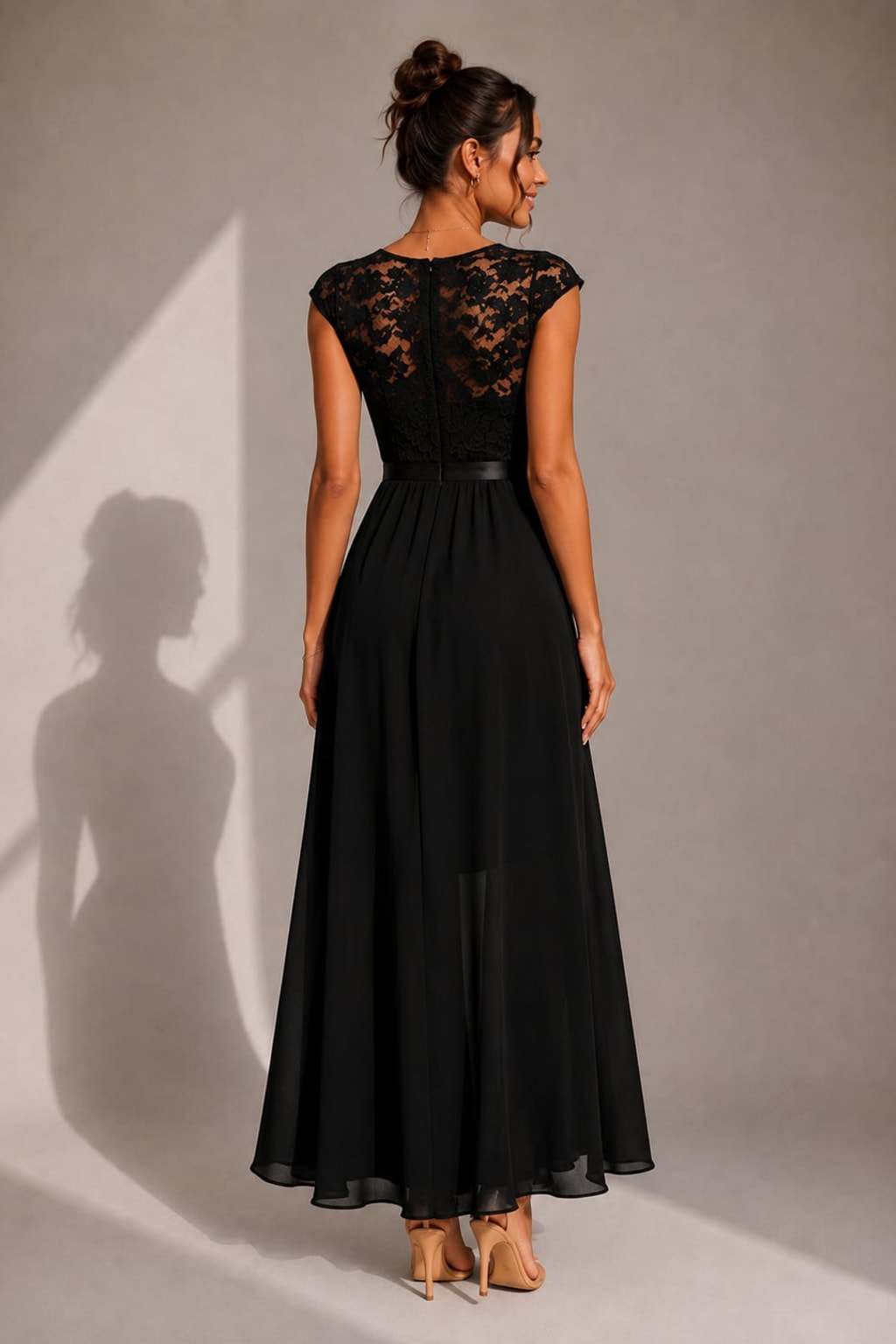 A-Line Lace-Trim Maxi Dress - 6