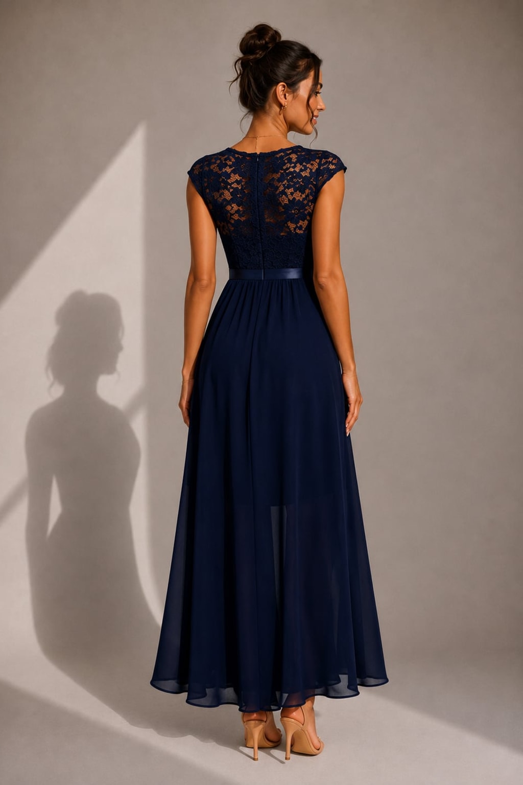 A-Line Lace-Trim Maxi Dress - 4