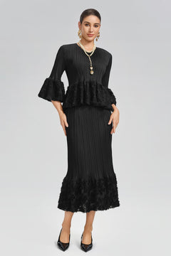 Stretch Set With Pleated Bell Sleeves - 2