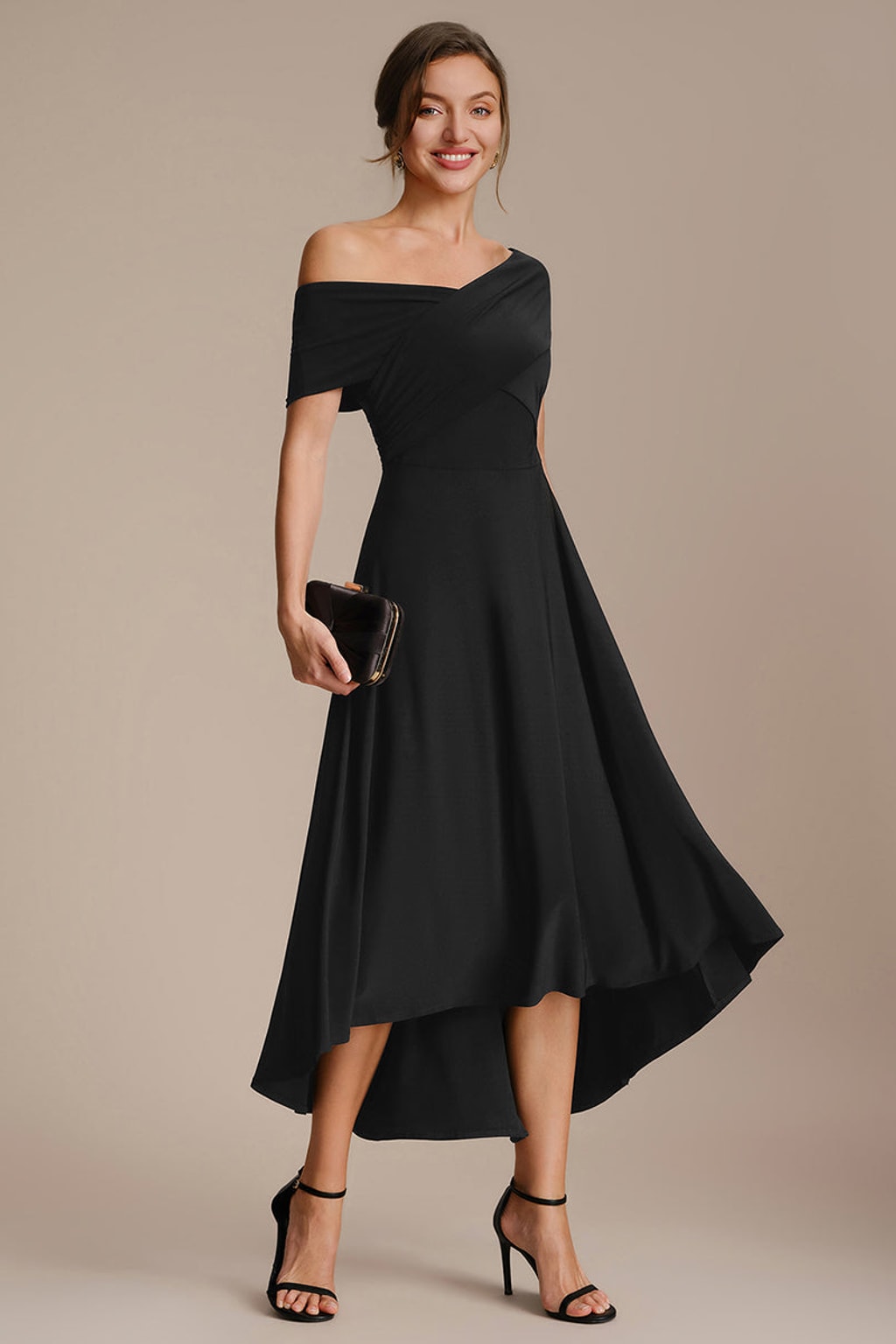 Knit Off-the-Shoulder A-Line Wedding Guest Dress - 4