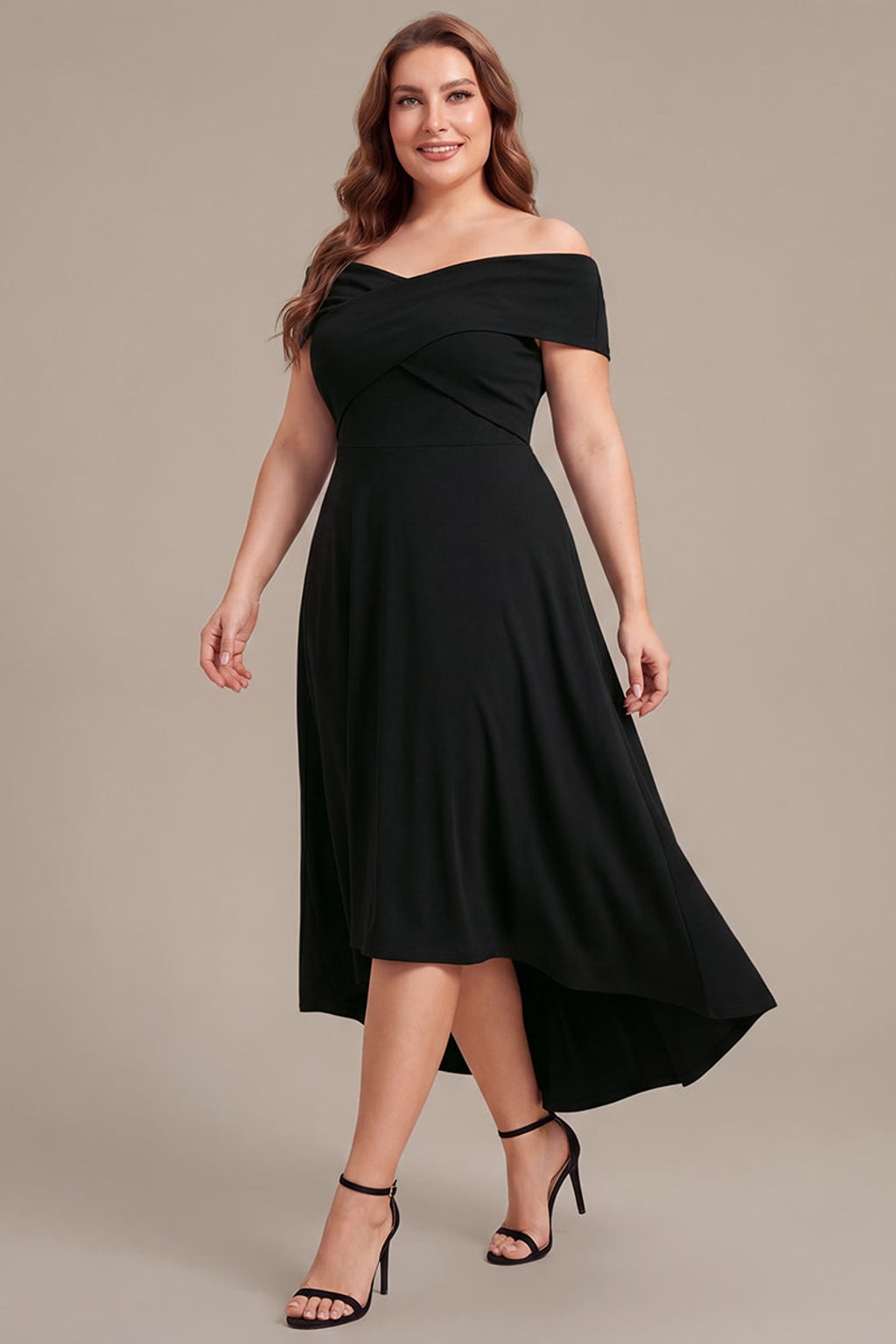 Knit Off-the-Shoulder A-Line Wedding Guest Dress - 6