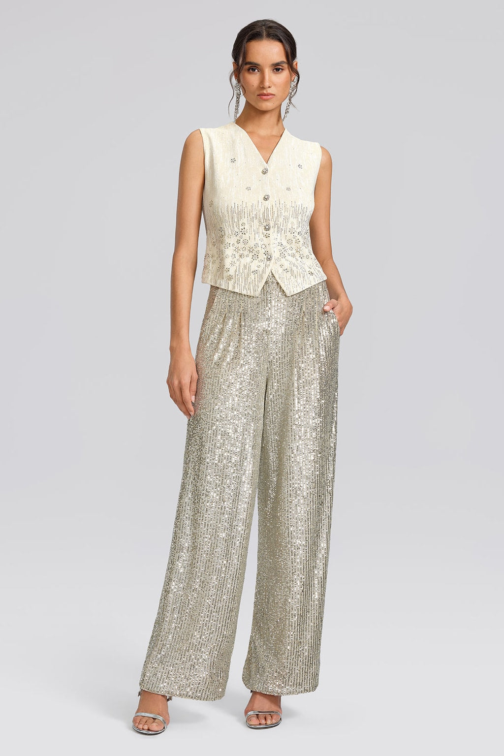 Sequin Wide-Leg Pants - 3