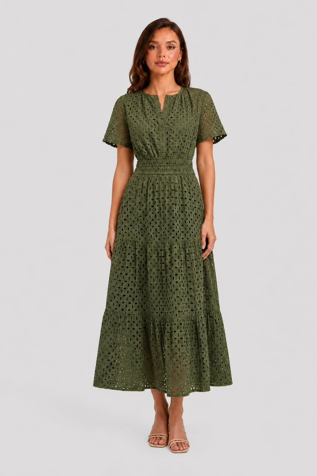 Cotton Eyelet A-Line Midi Dress - 2