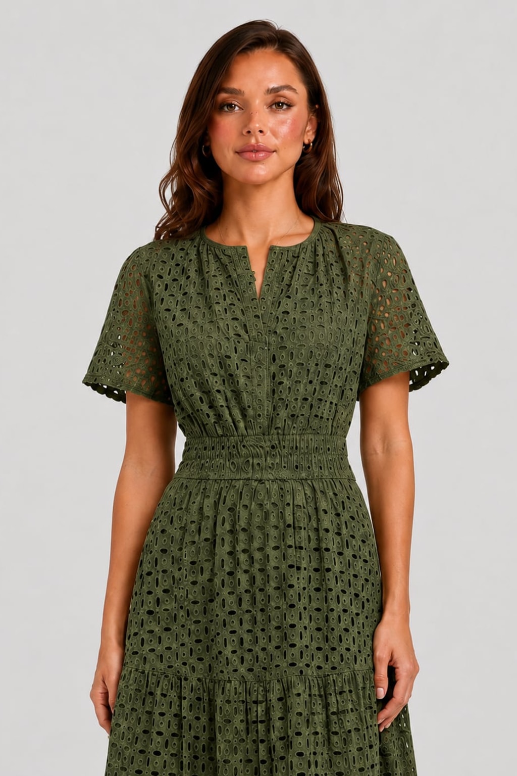 Cotton Eyelet A-Line Midi Dress - 5