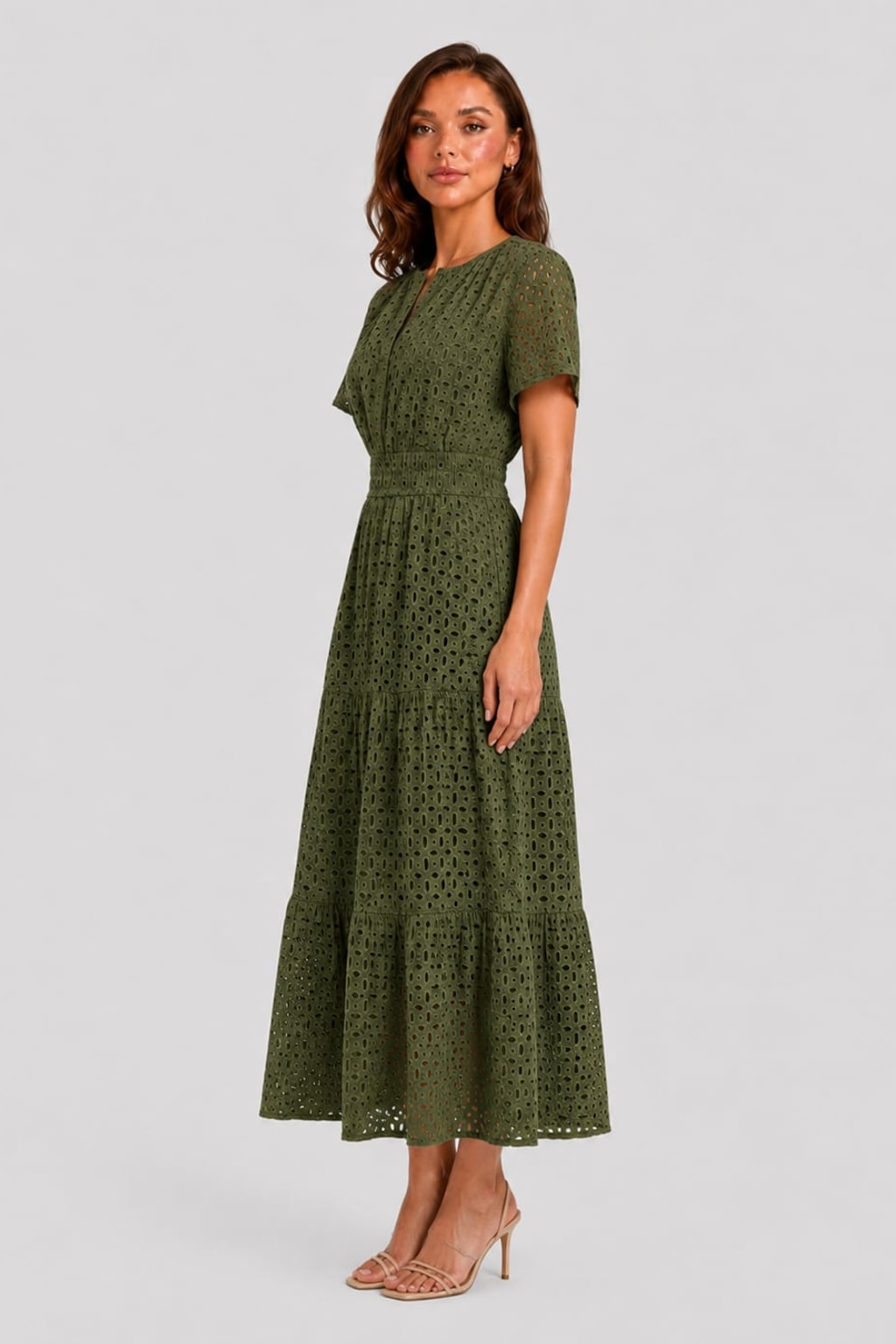 Cotton Eyelet A-Line Midi Dress - 3