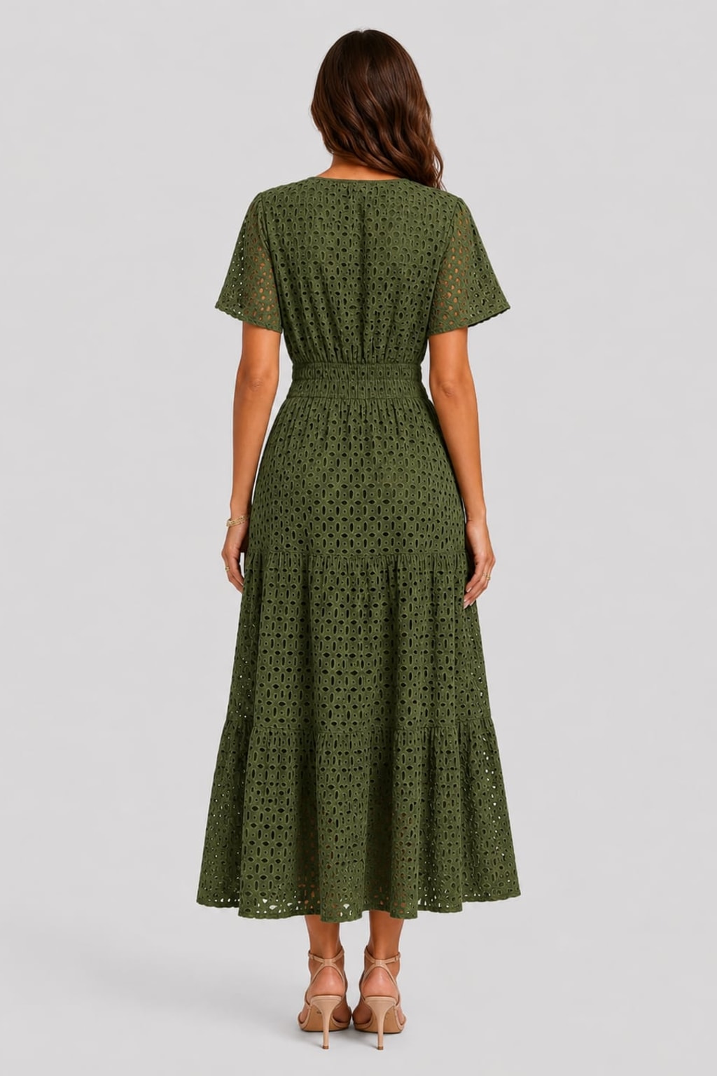 Cotton Eyelet A-Line Midi Dress - 4