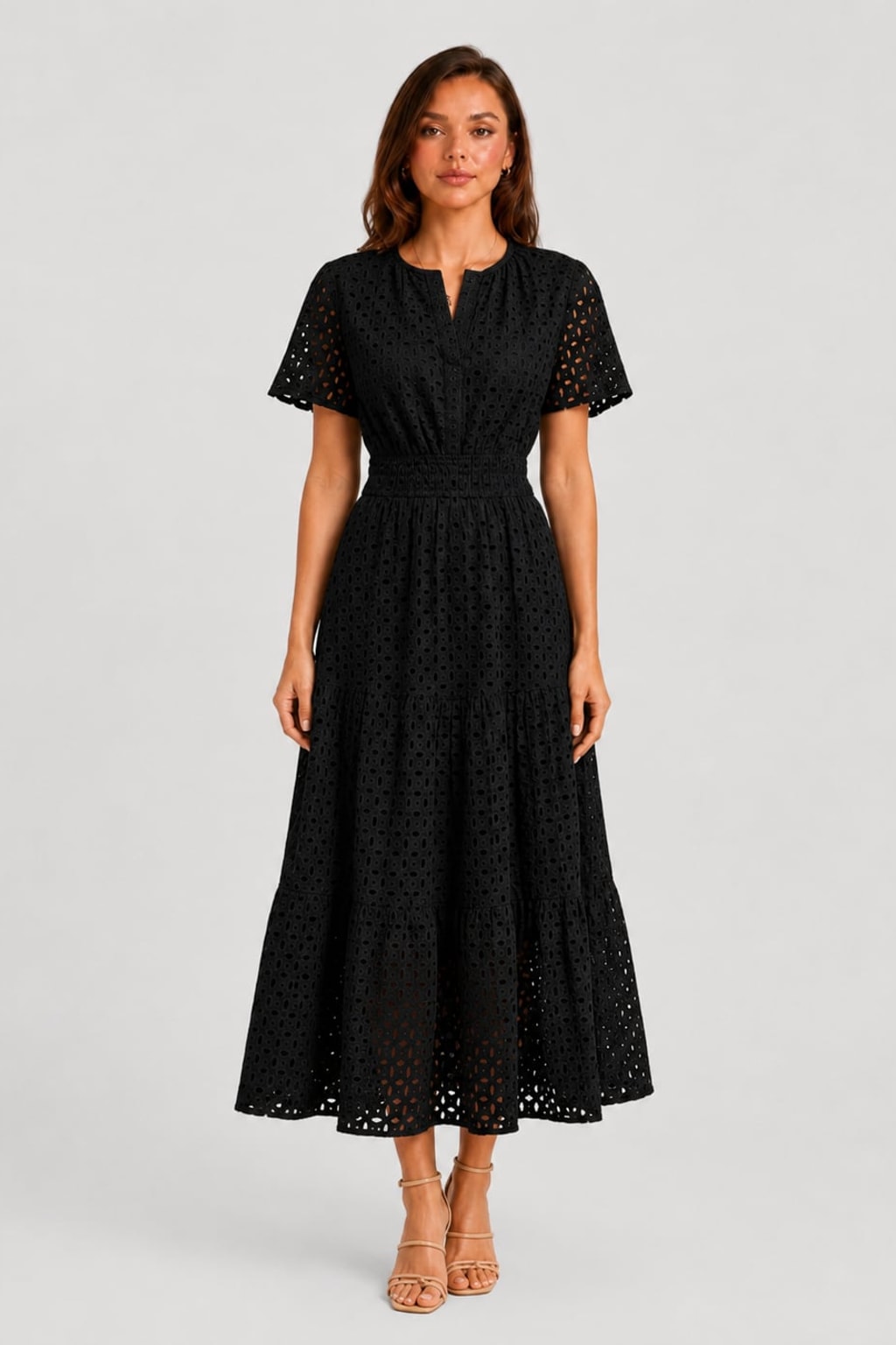 Cotton Eyelet A-Line Midi Dress - 7
