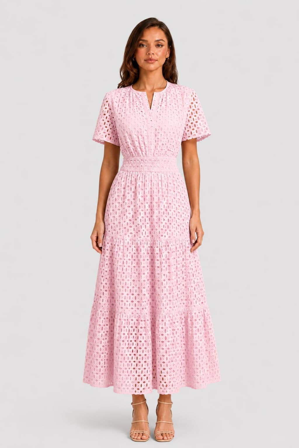 Cotton Eyelet A-Line Midi Dress - 8