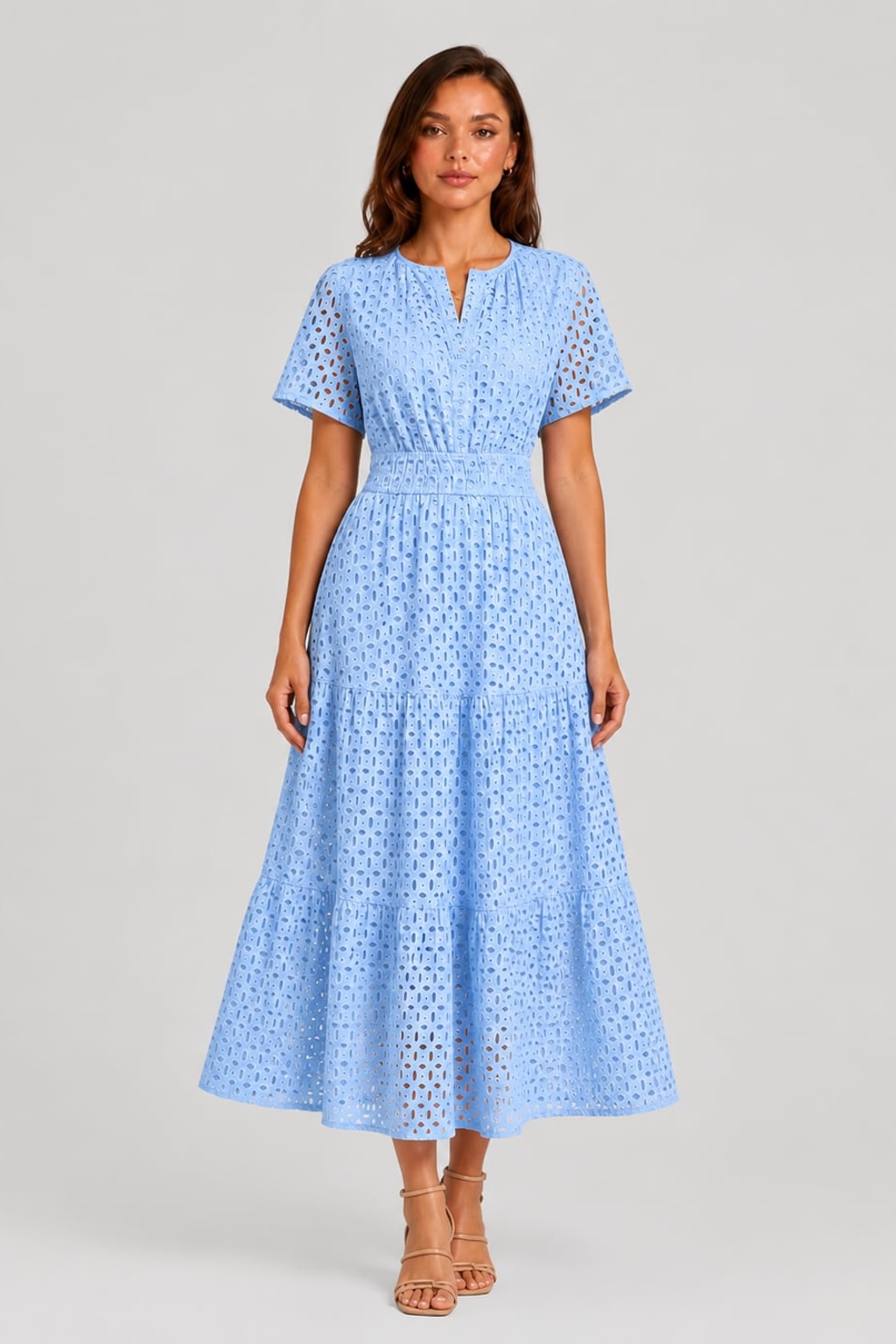 Cotton Eyelet A-Line Midi Dress - 9