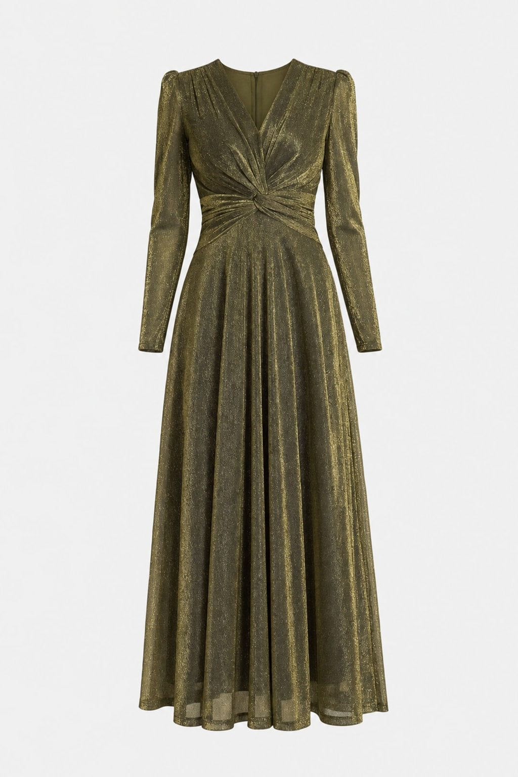 Glitter Knit Long Sleeve Wedding Guest Dress - 1