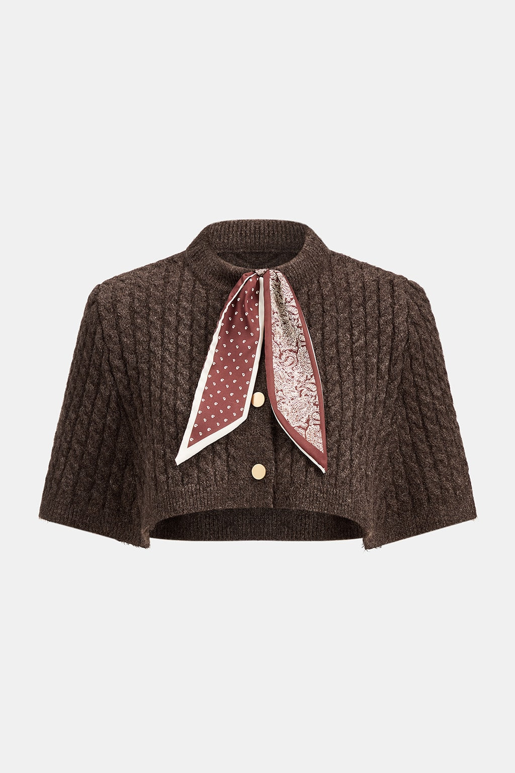 Knit Three-Piece Set With Scarf Collar - 5