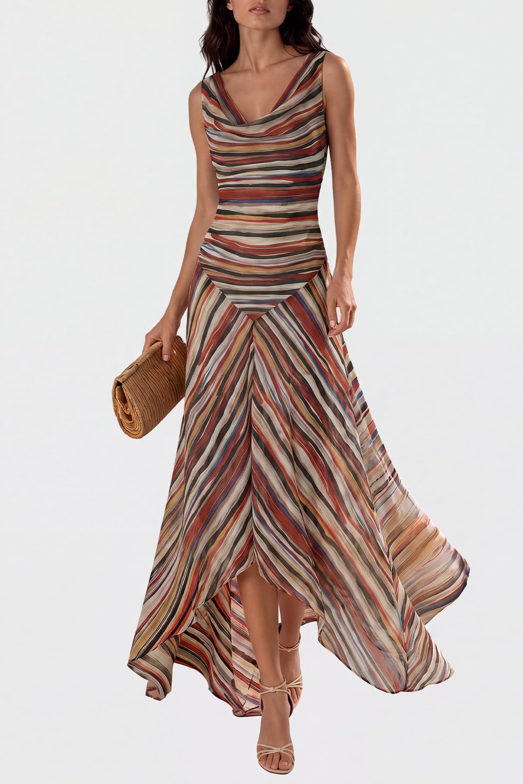 Polyester Striped Maxi Dress - 2