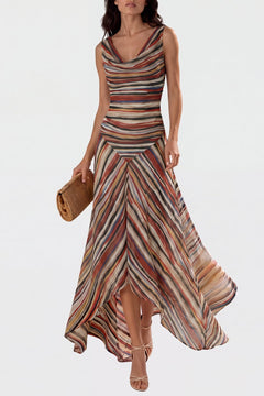 Polyester Striped Maxi Dress - 2