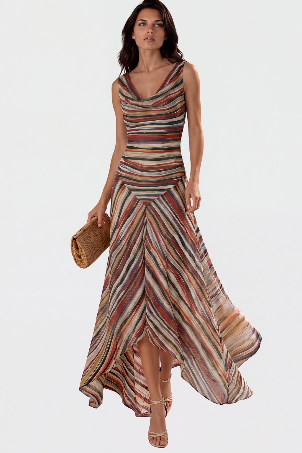 Polyester Striped Maxi Dress - 5