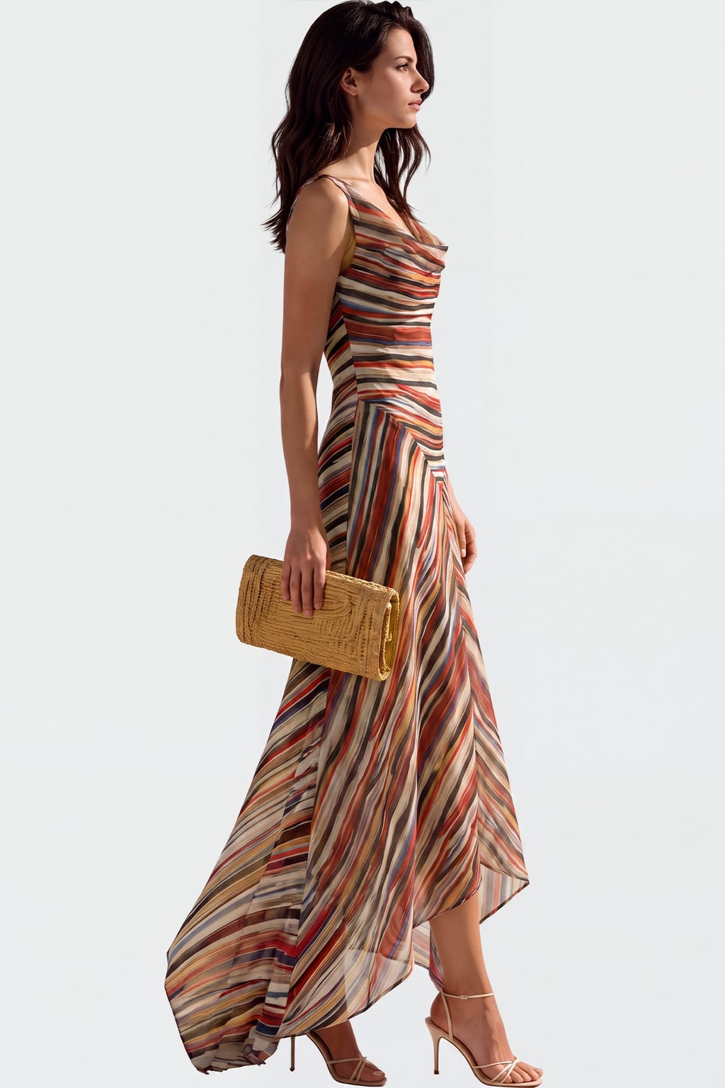 Polyester Striped Maxi Dress - 3