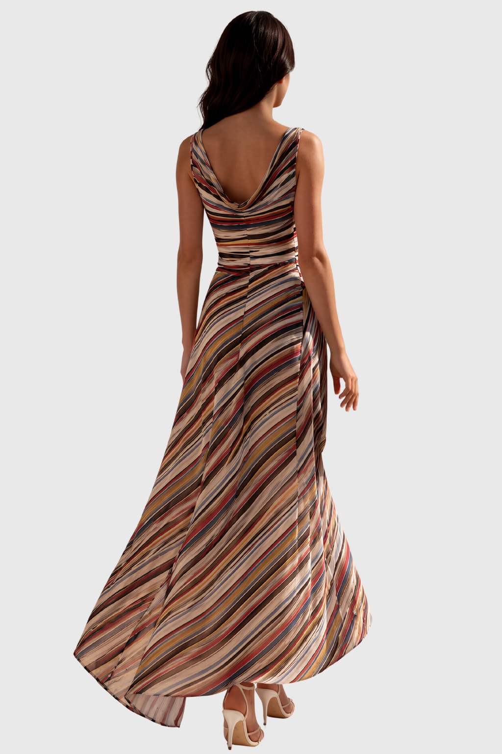 Polyester Striped Maxi Dress - 4