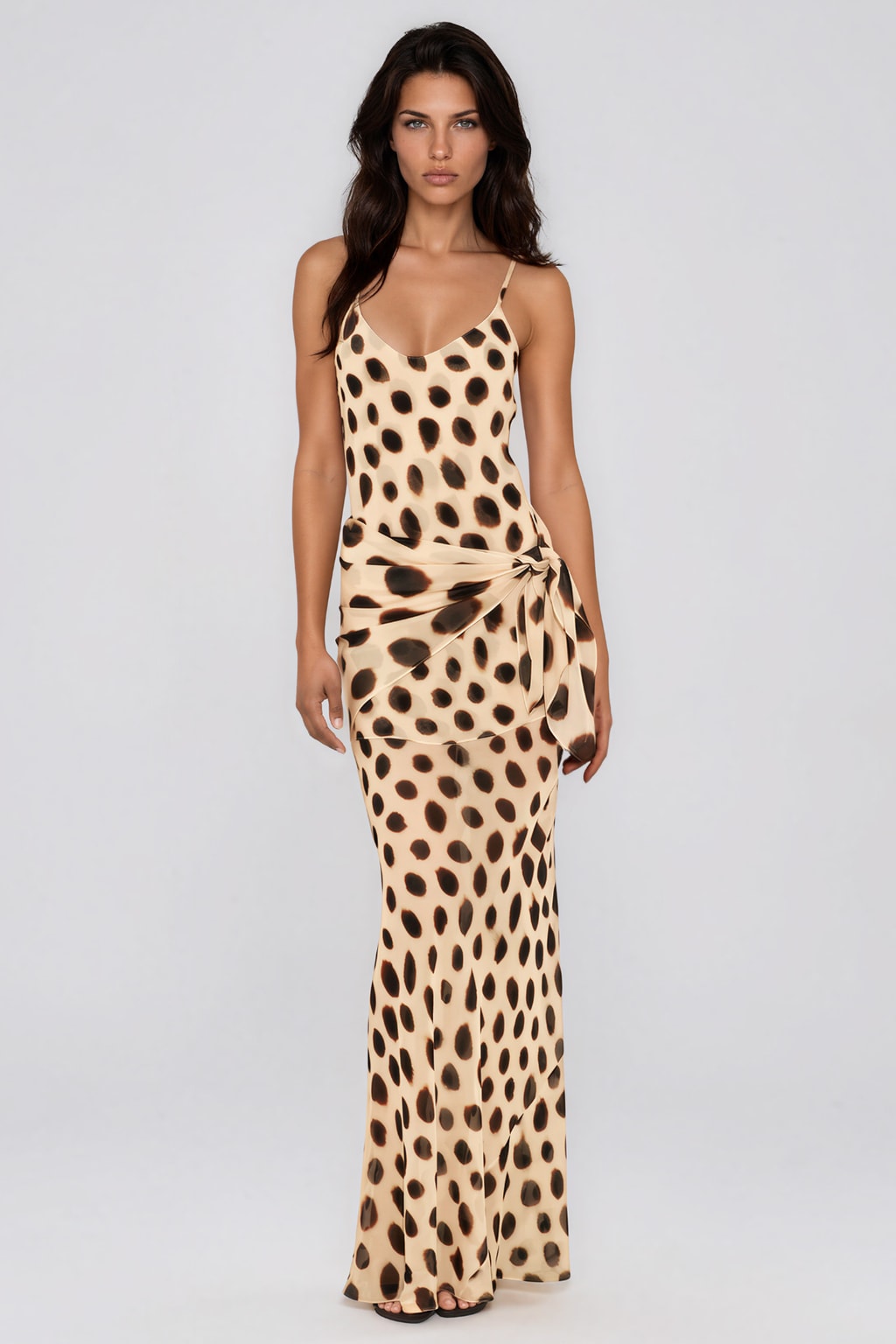 Mesh Spaghetti-Strap Maxi Dress - 5