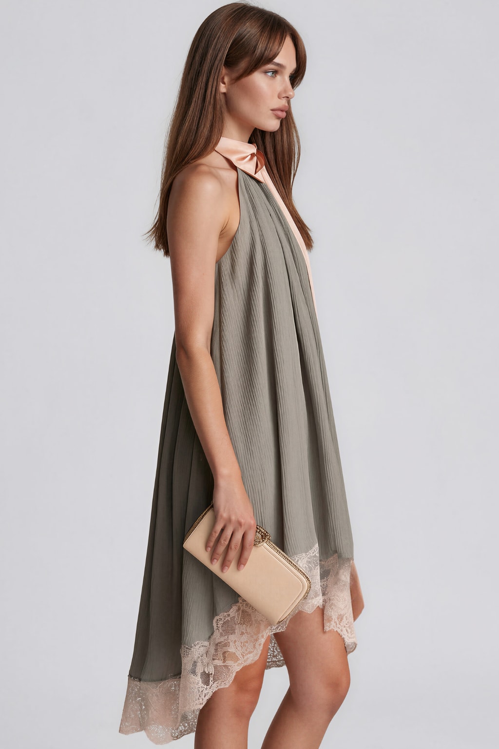 Lace Asymmetric Mini Dress - 4