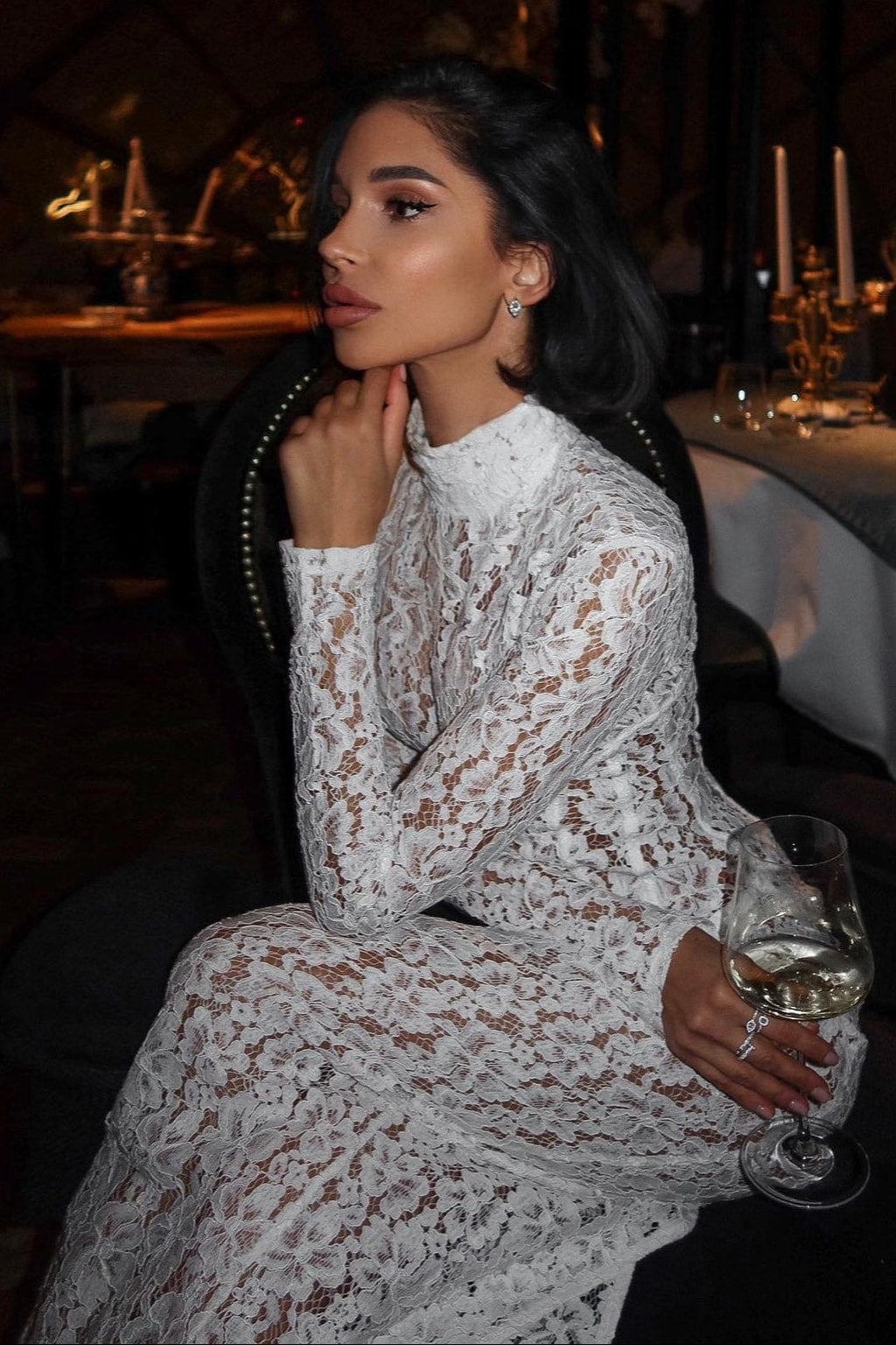 White Lace Corset Maxi Dress - 7