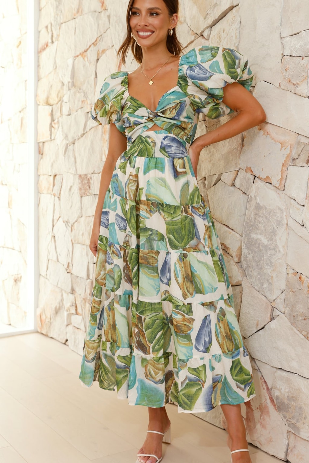 Polyester Twist-Front Maxi Dress - 2