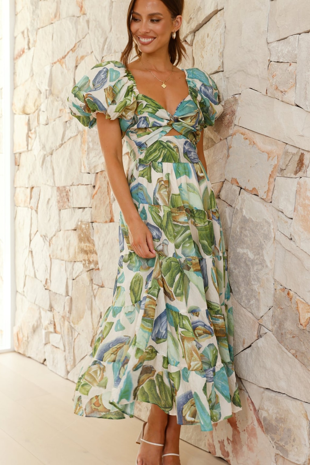 Polyester Twist-Front Maxi Dress - 3