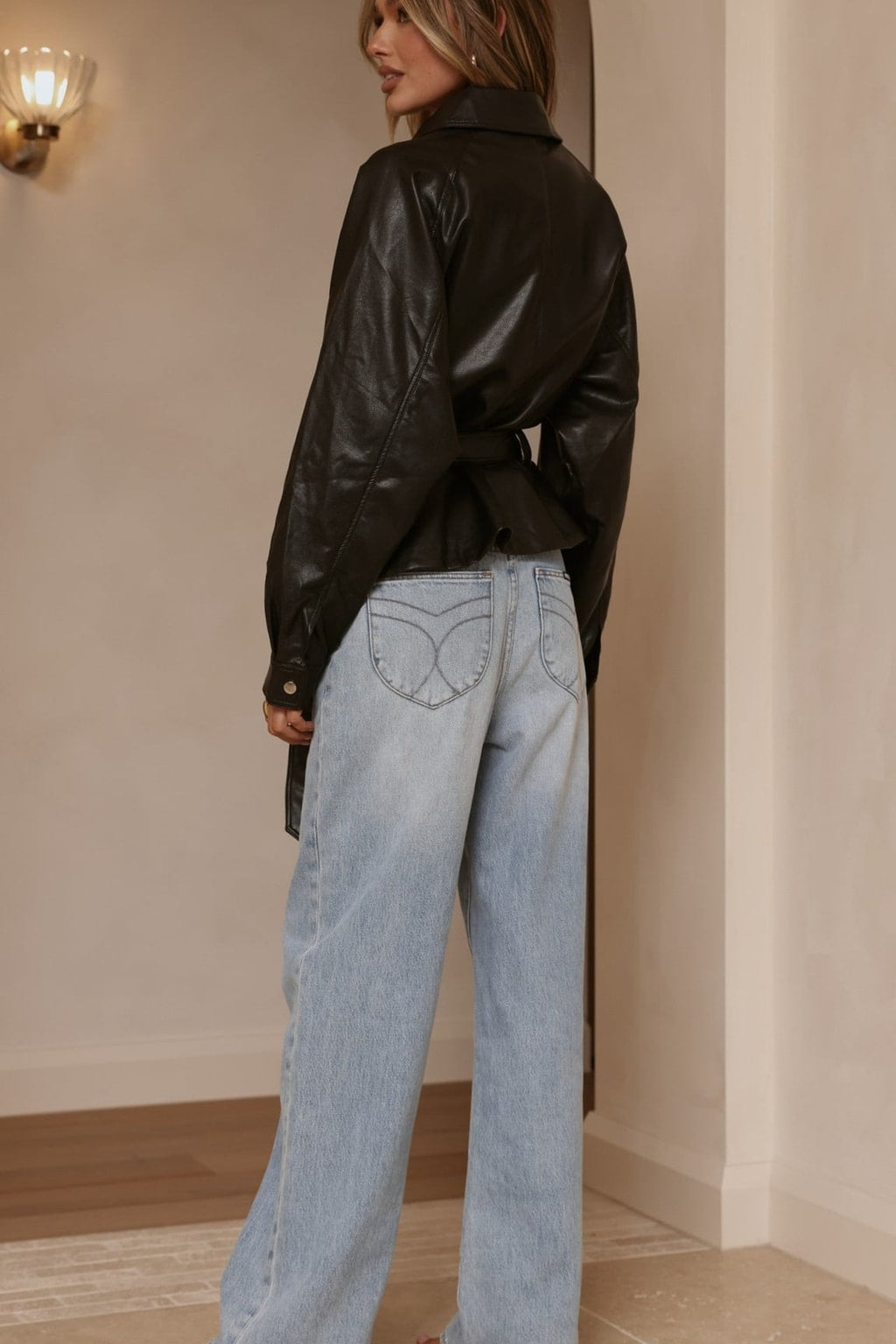 Cotton-Blend Tie Waist Jacket - Black - 4
