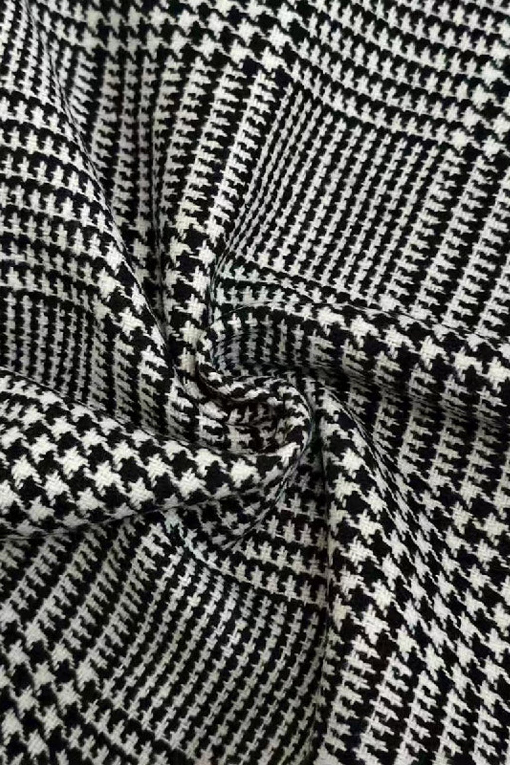 Houndstooth Plaid Asymmetric Stand-Collar Jacket - 8