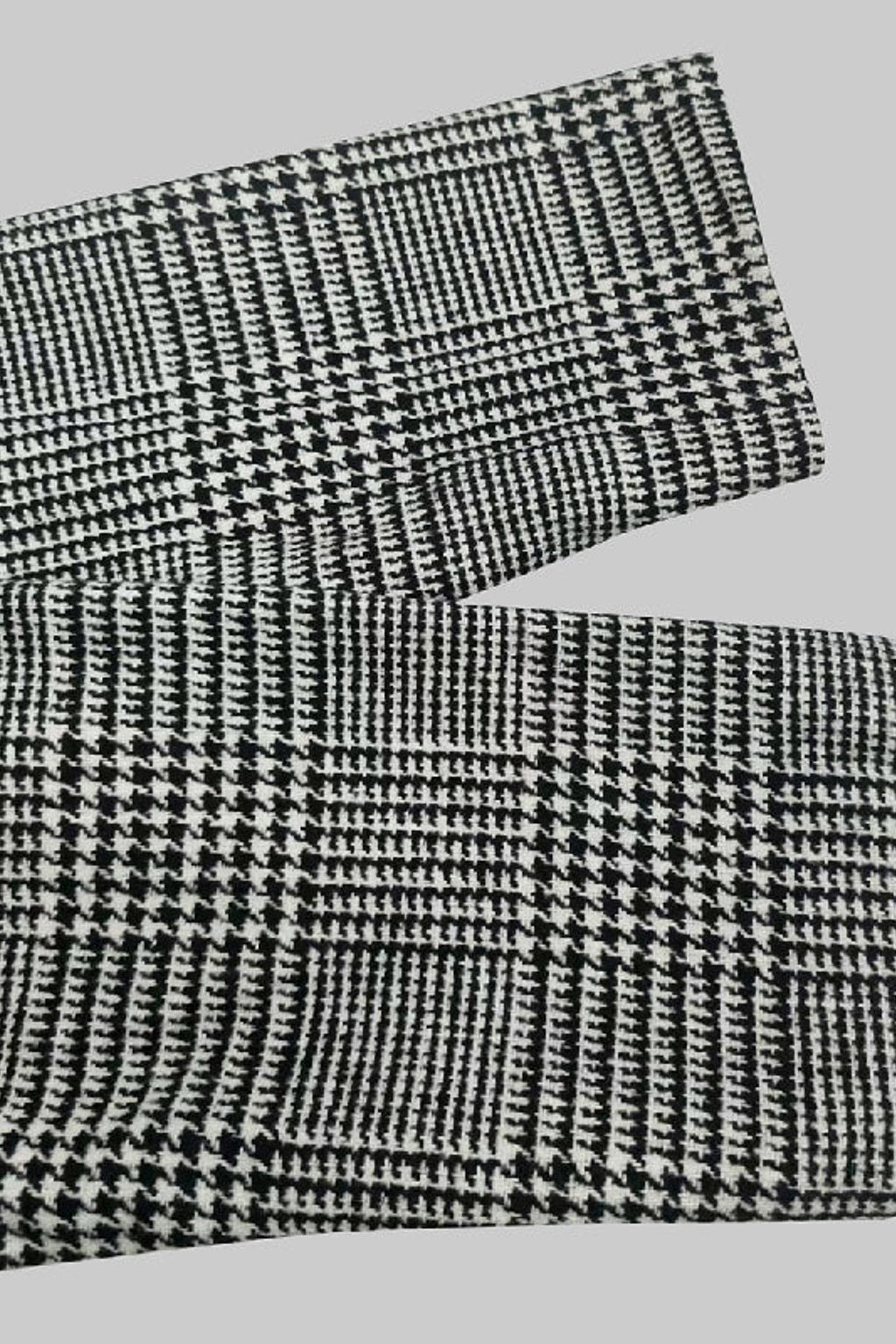 Houndstooth Plaid Asymmetric Stand-Collar Jacket - 9