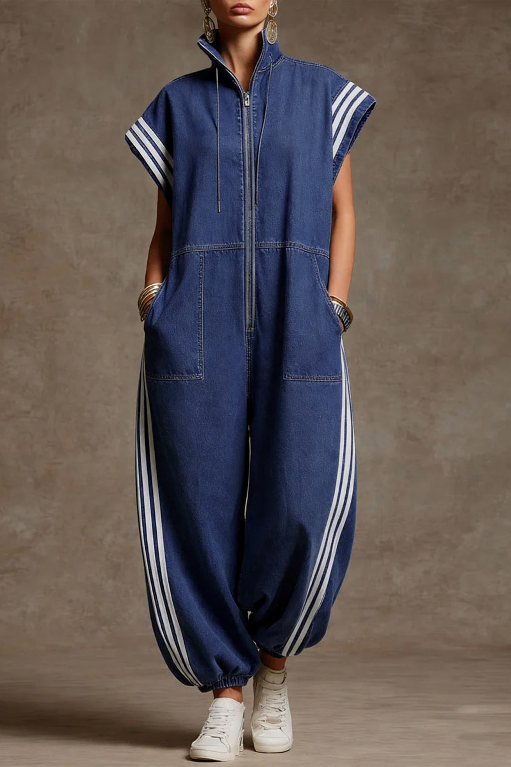 Cotton-Blend Denim Ankle-Tie Jumpsuit - 2
