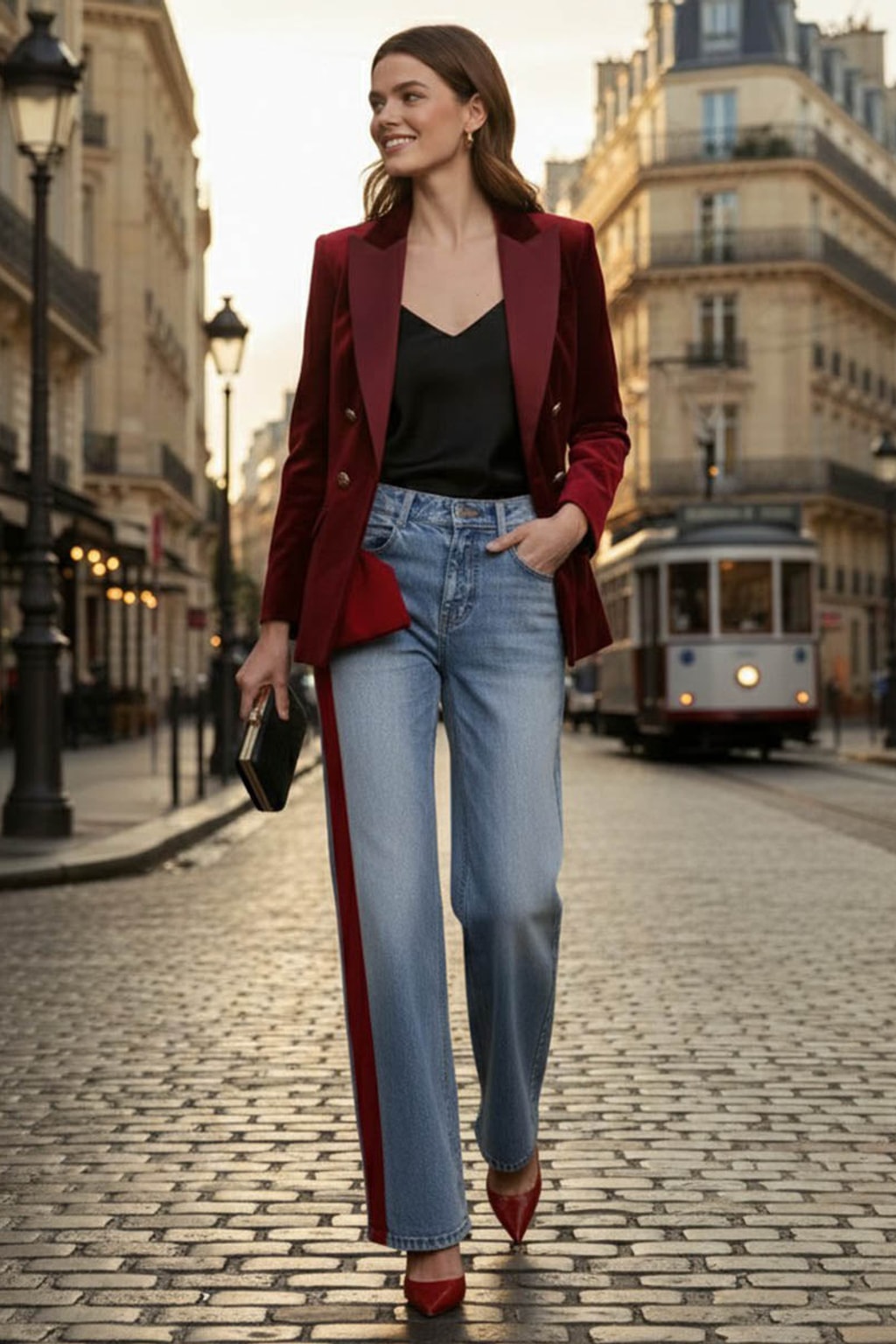 Blue Denim Wide-Leg Jeans With Bow Waist Detail - 9