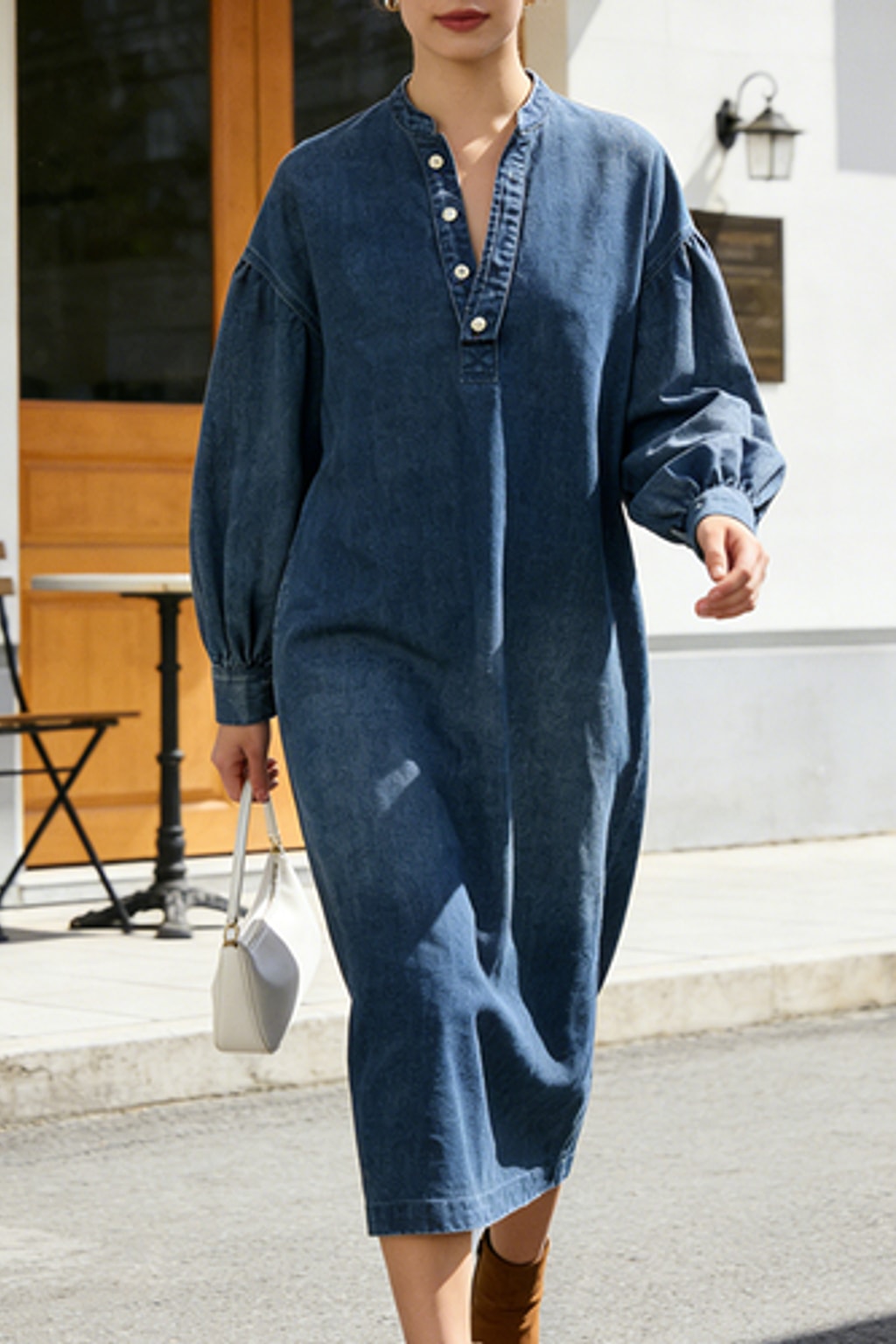 Effortless Maxi Dress With Puff Sleeves - 3