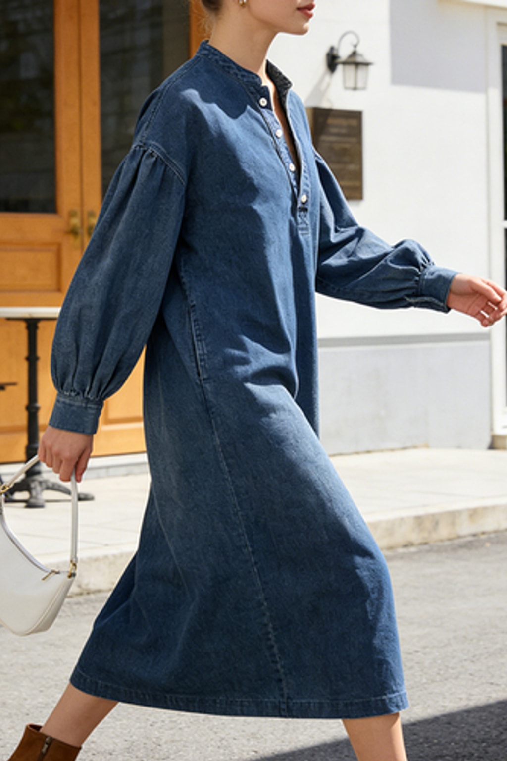 Effortless Maxi Dress With Puff Sleeves - 4