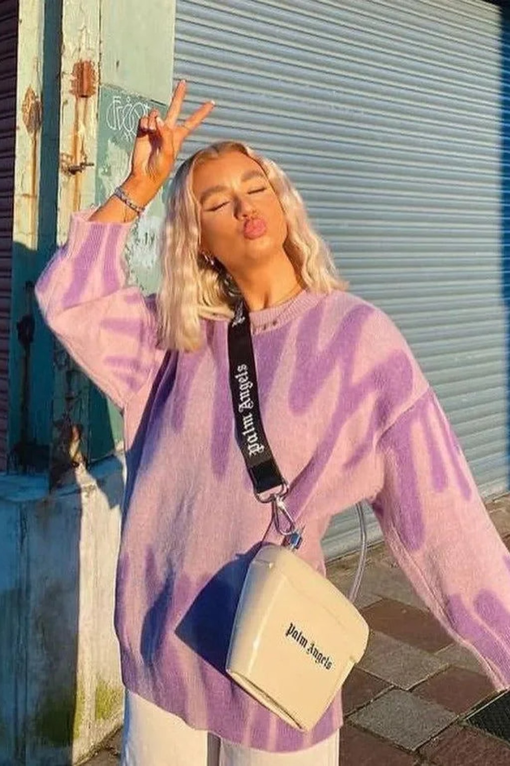 Acrylic Blend Oversized Sweater With Abstract Print - 2
