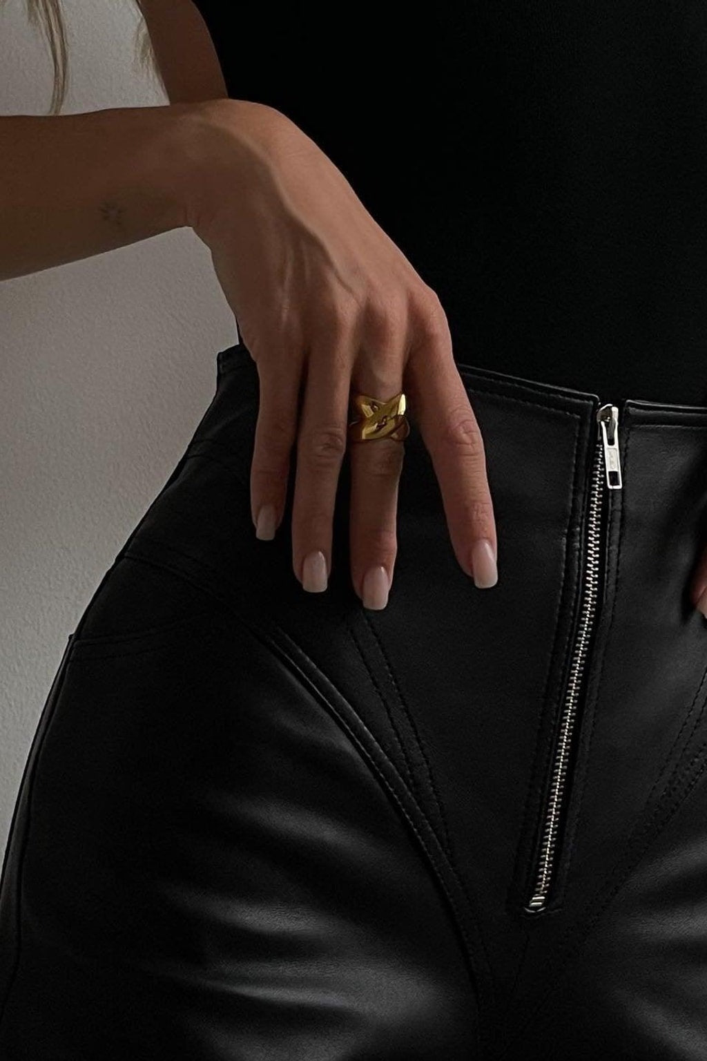 Faux Leather High-Waist Skinny Pants - 5