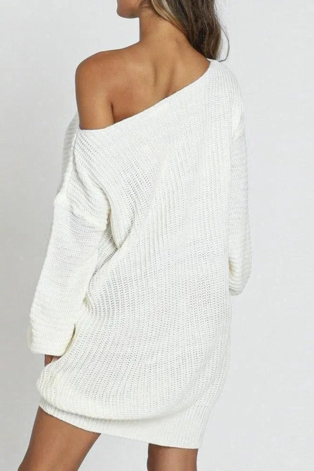 Acrylic Knit One-Shoulder Mini Dress - 5