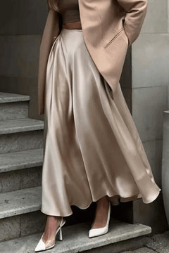 Satin Maxi Skirt with High-Waist Side Slit - 2