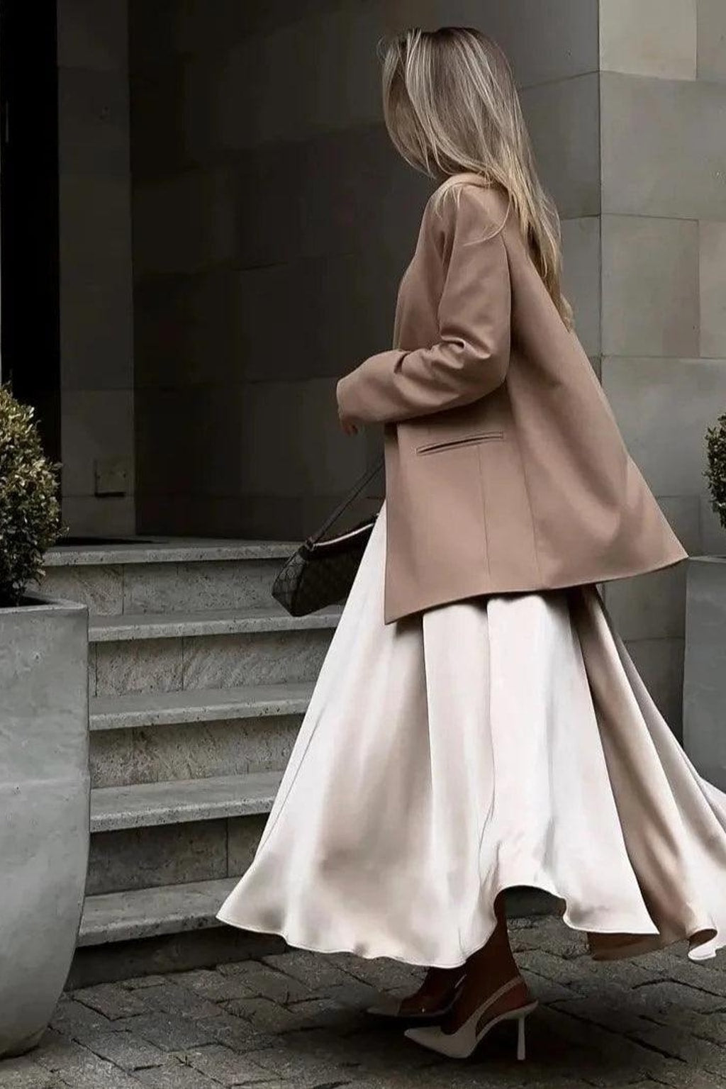 Satin Maxi Skirt with High-Waist Side Slit - 4