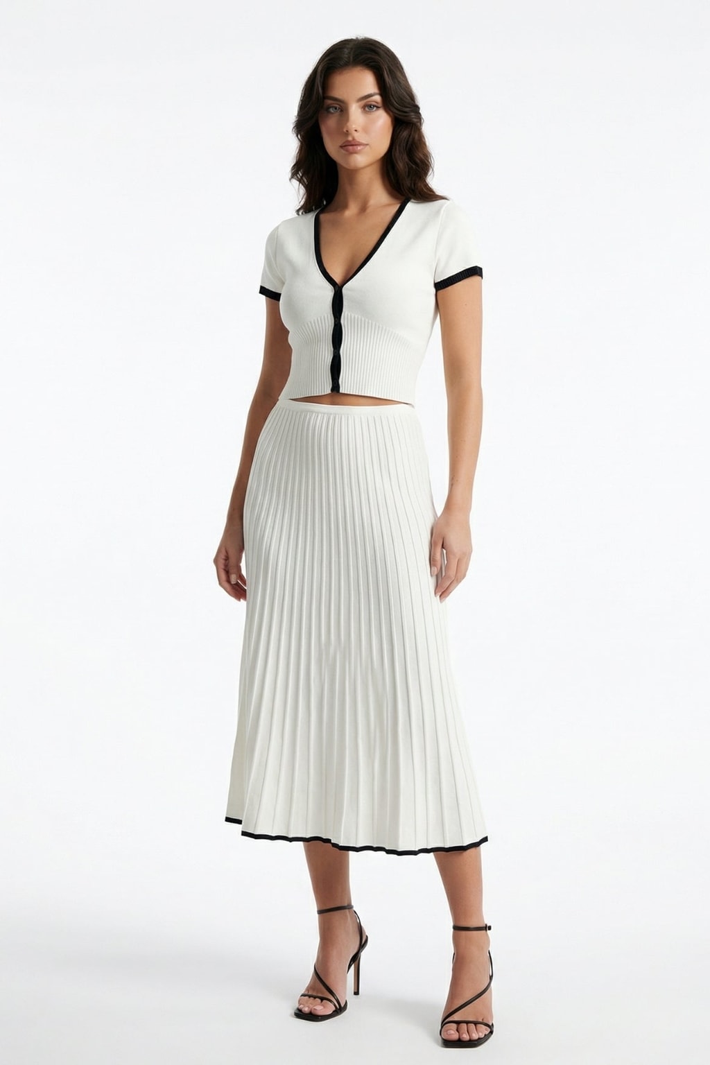 Poly-Cotton Blend White Long Sleeve Structured Dress - 4