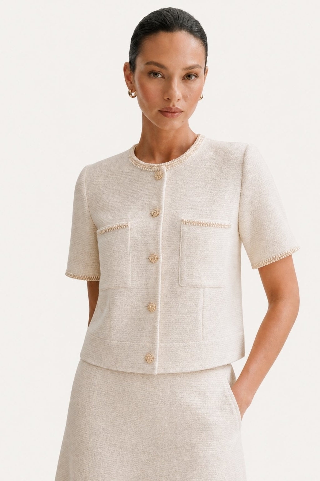 Viscose Blend Two-Piece Set With Pleated Skirt - 5