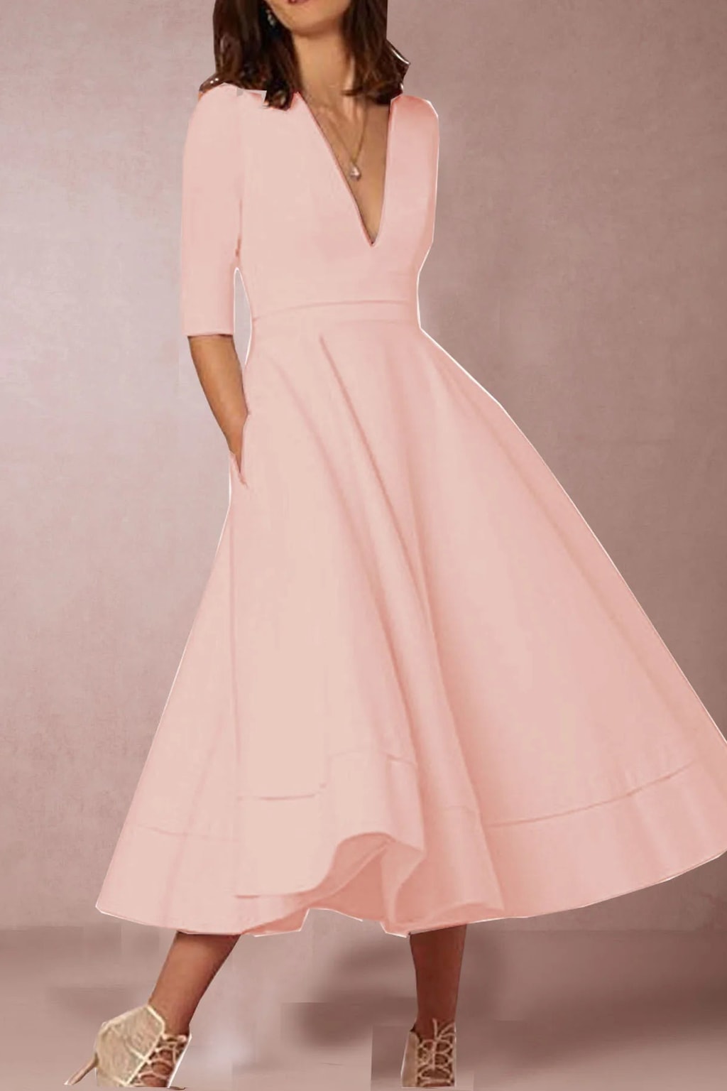 A-Line Midi Dress With Retro-Inspired Design - 11