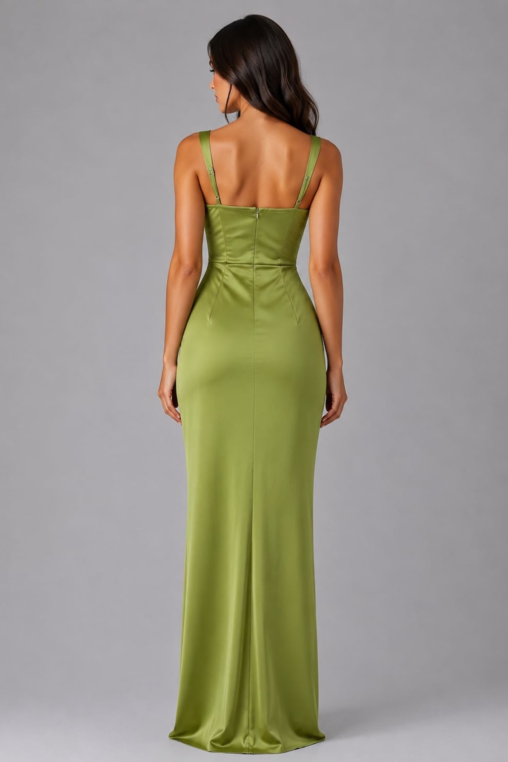 Satin Maxi Dress With Ruched Waist - 3