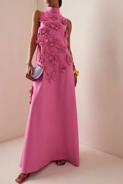 Floral Embellished Maxi Dress in Pink - 2
