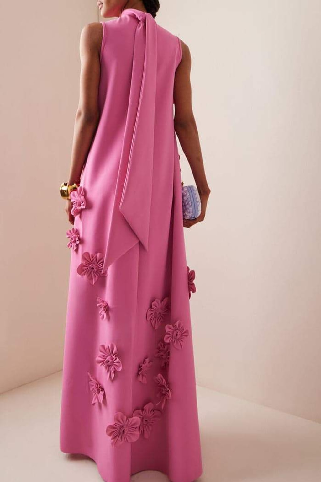 Floral Embellished Maxi Dress in Pink - 4