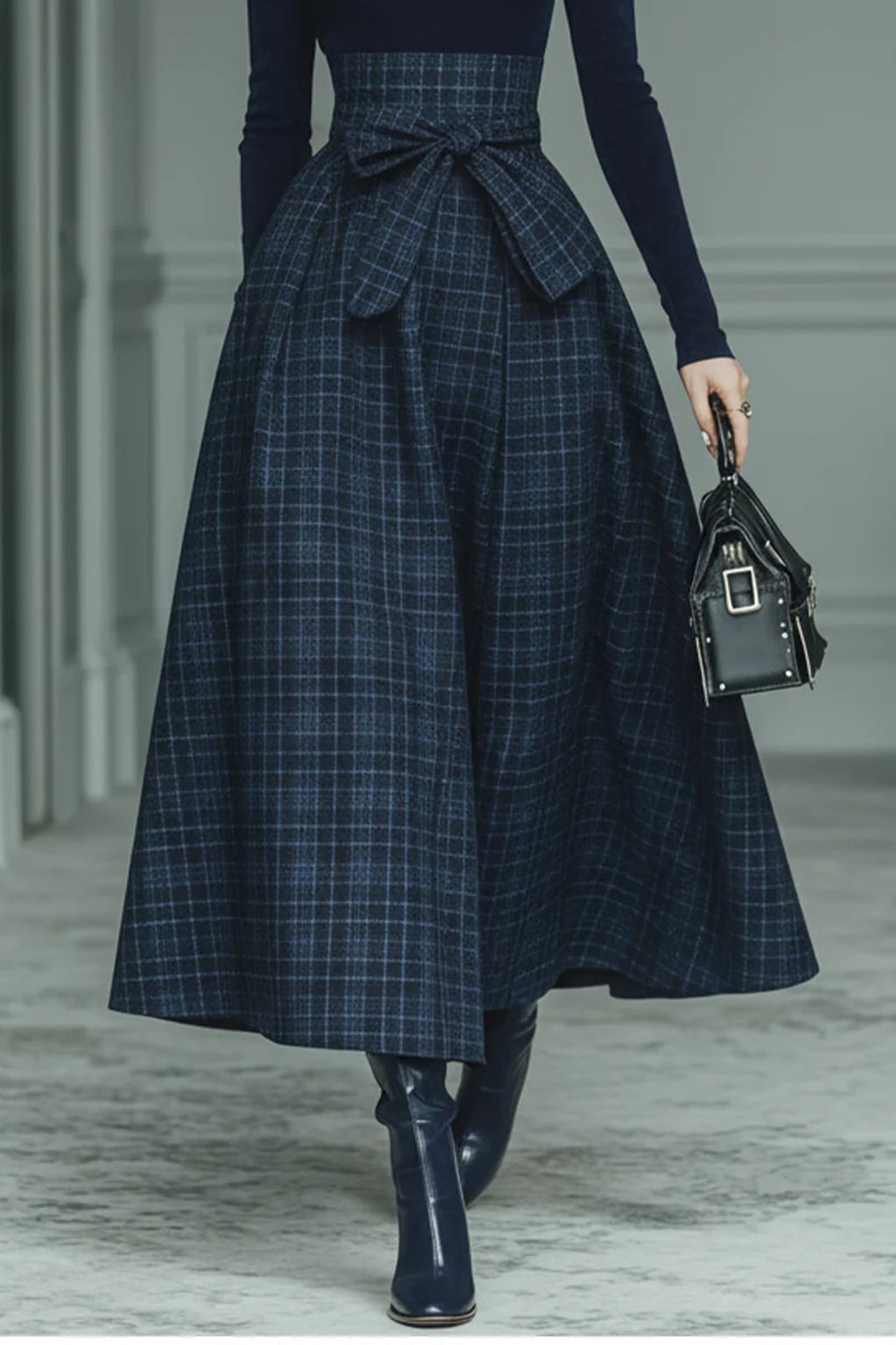 Plaid Skirt And Turtleneck Two-Piece Set - 6