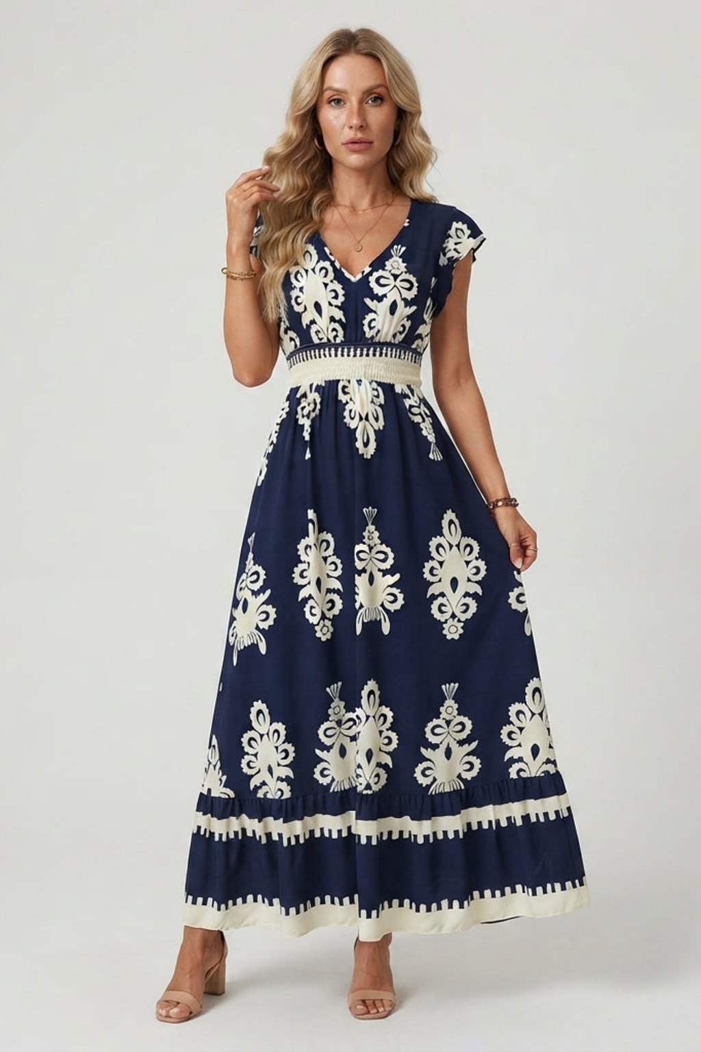 Floral V-Neck Maxi Dress - 2