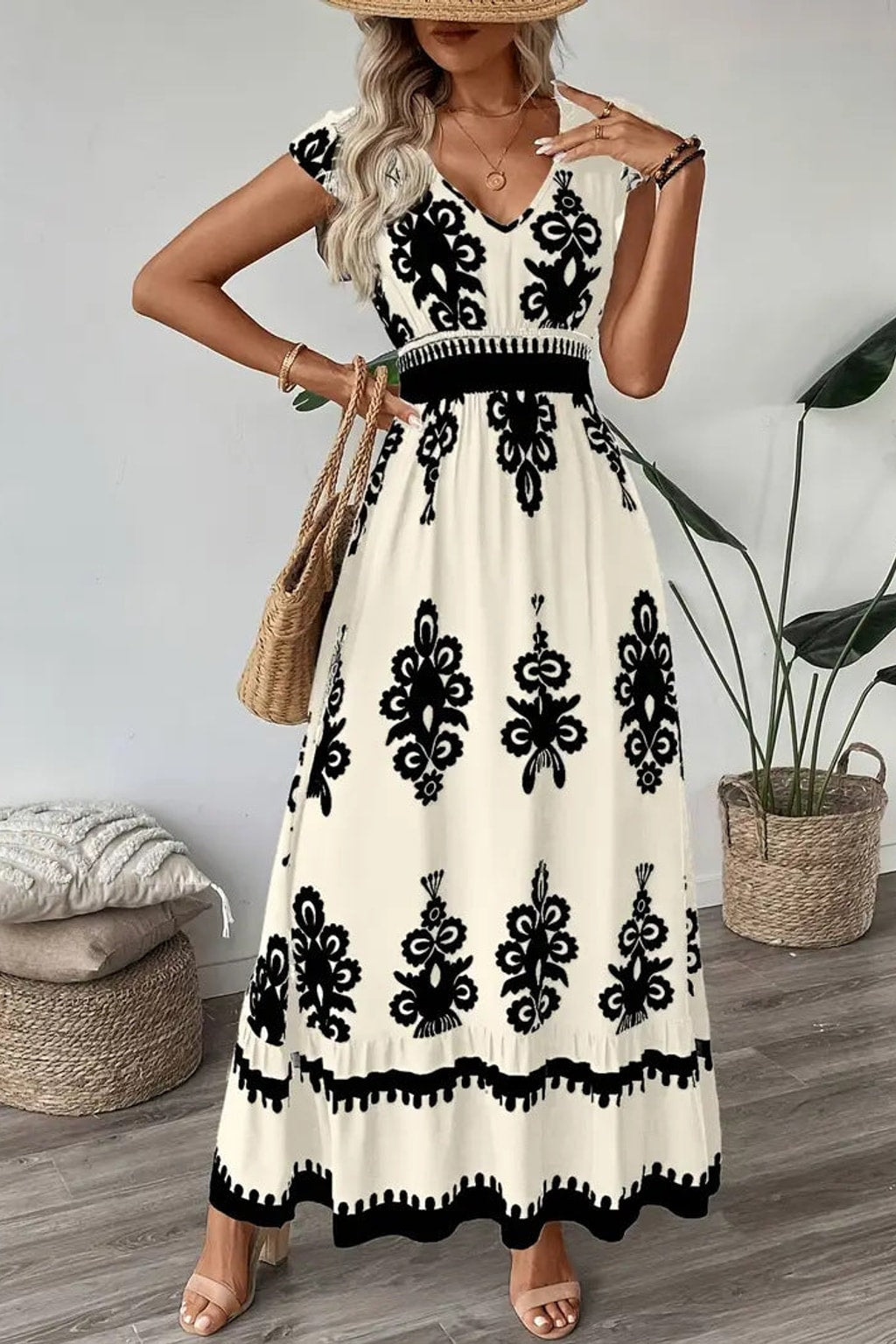 Floral V-Neck Maxi Dress - 7