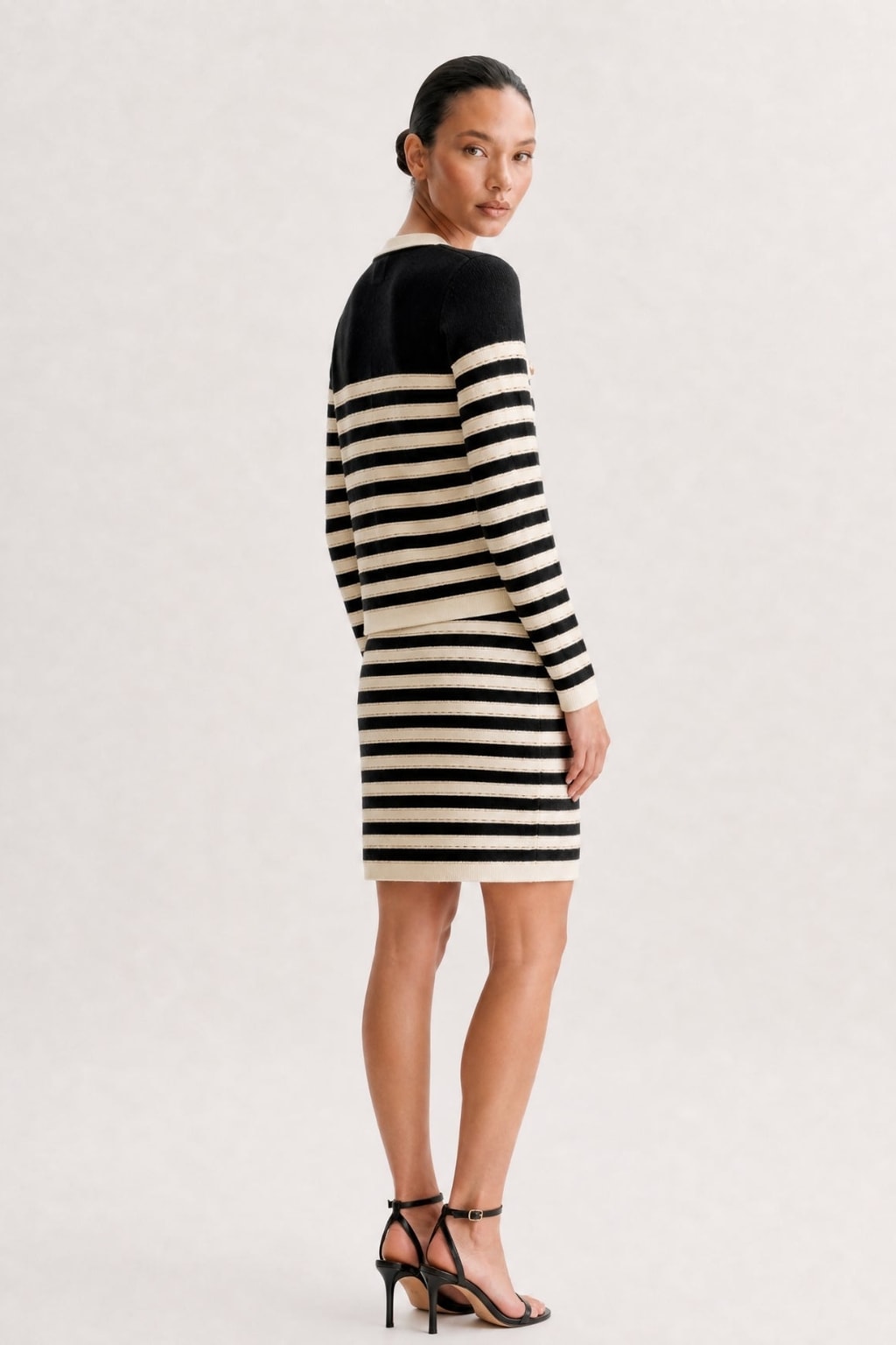 Viscose Knit Cardigan & Skirt Two-Piece Set - 4