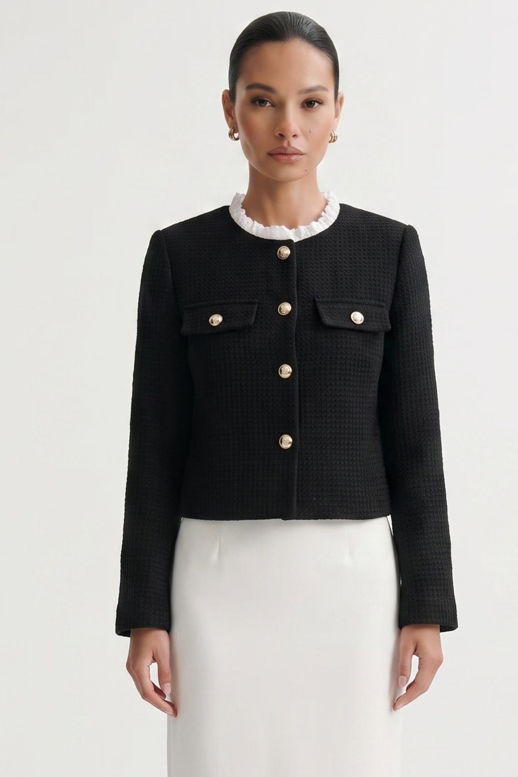 Black Stretch-Knit Cardigan With Tailored Fit - 5