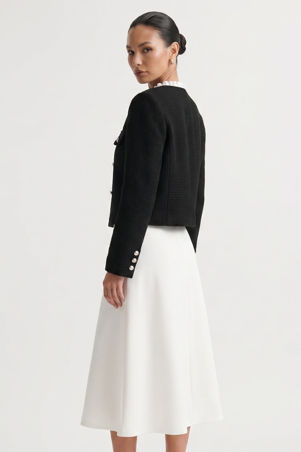 Black Stretch-Knit Cardigan With Tailored Fit - 4