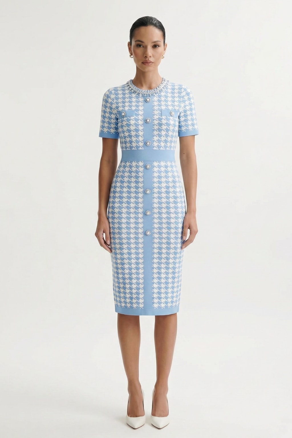 Viscose Short-Sleeve Printed Knit Dress - 3